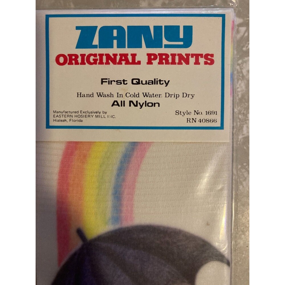 VTG ZANY Knee High Sock Leggings Nylon Umbrella Girl Design 60s 70s NEW